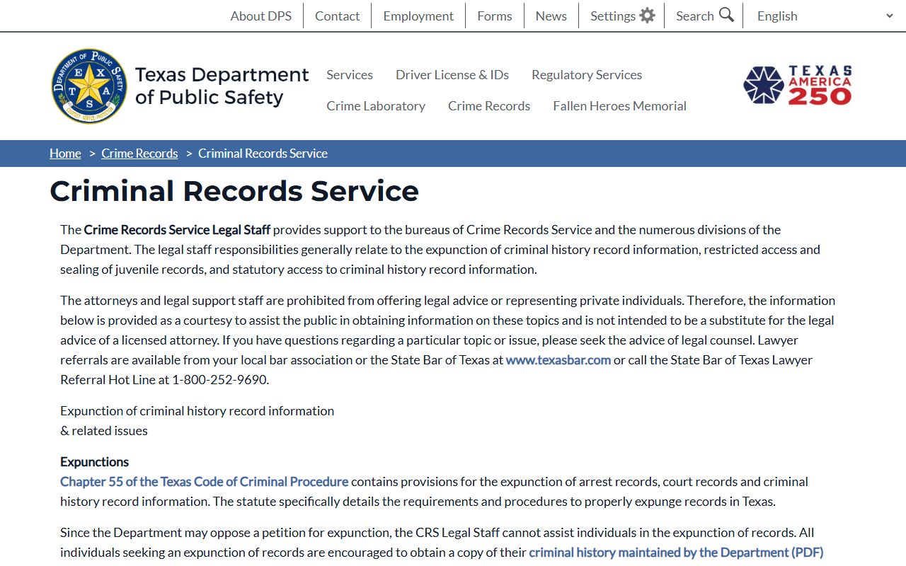 Williamson County arrest records Texas DPS criminal records service
