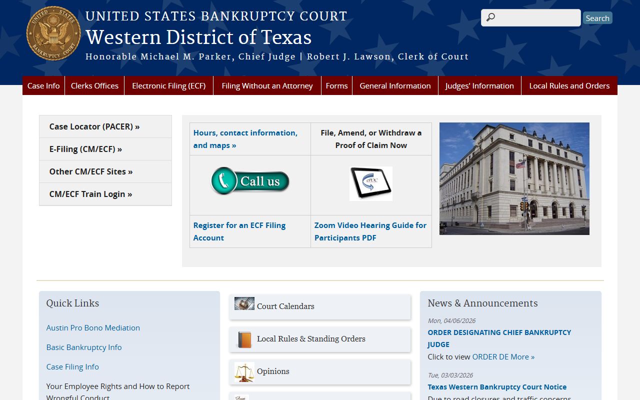 Williamson County district court Western District bankruptcy court