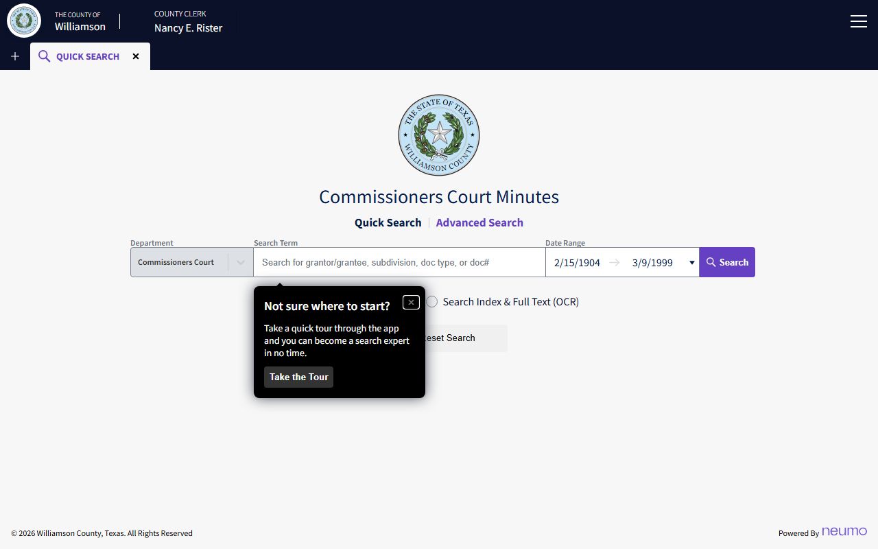 Williamson County Clerk public records search portal