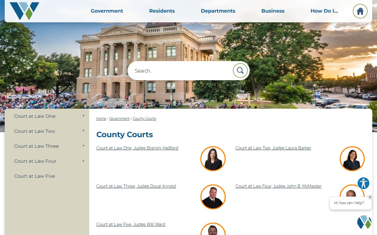 Williamson County court dockets County Courts at Law landing page