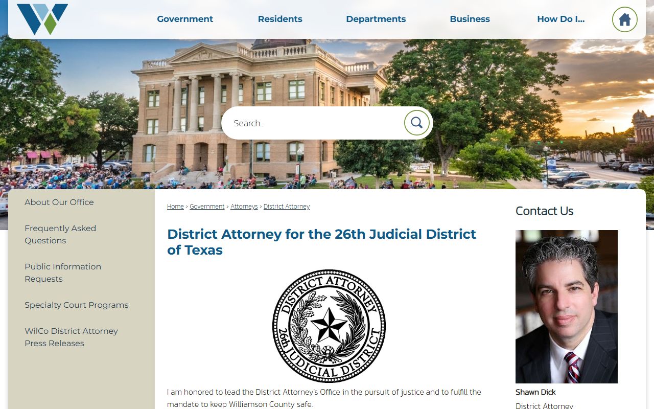 Williamson County public records District Attorney office page